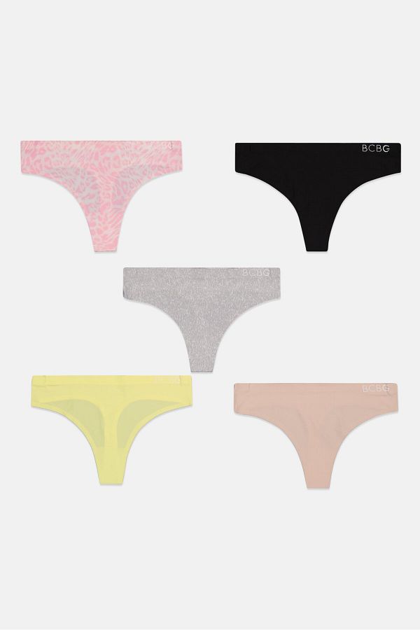 Bcbgeneration-Women 5 Pcs Animal Print Pull On Panty, Pink 1