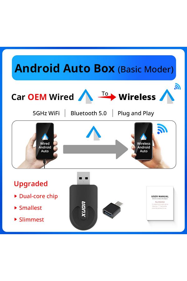 Choice-محول لاسلكي جديد من XUDA CarPlay Android Auto لاسلكي ذكي صغير صندوق توصيل وتشغيل واي فاي سريع... 1