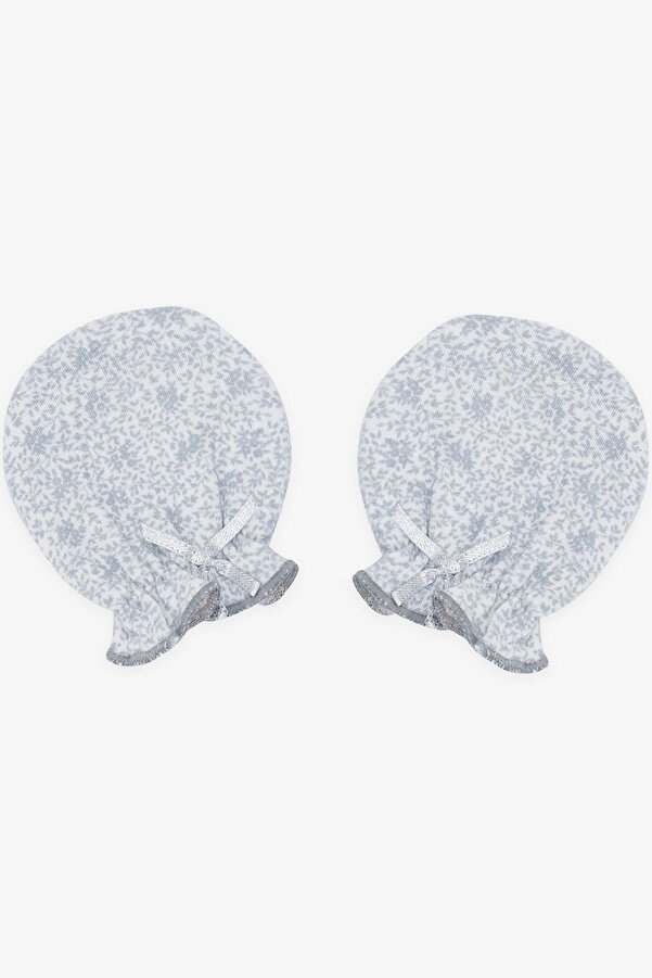 Breeze Yenidoğan Bebek Eldiveni Yaprak Desenli Gri