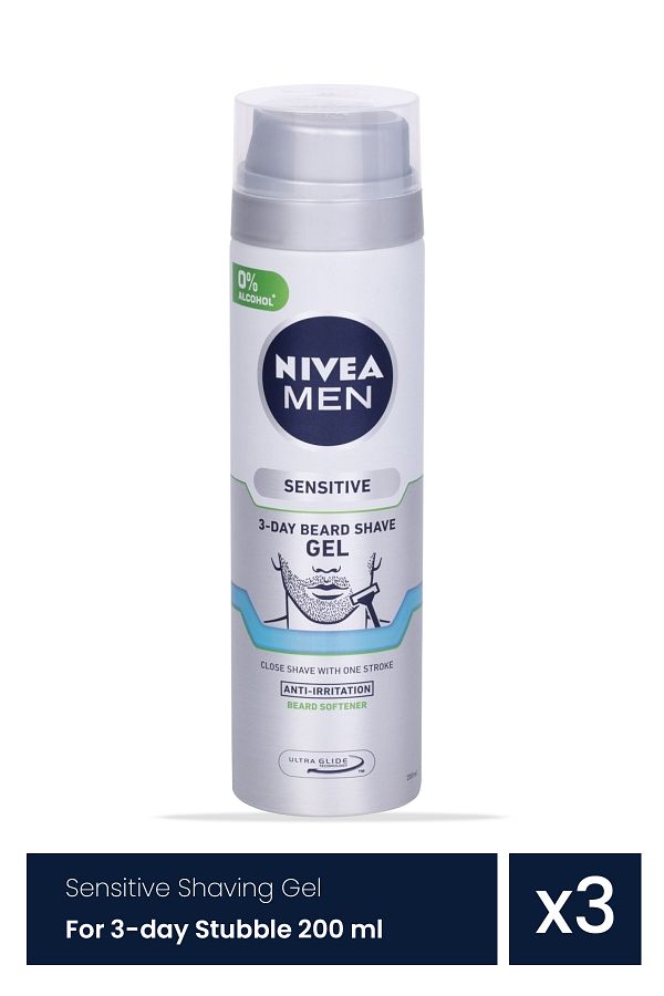 NIVEA-Men Sensitive shaving gel for 3-day stubble 3 Pieces x 200 ml 1