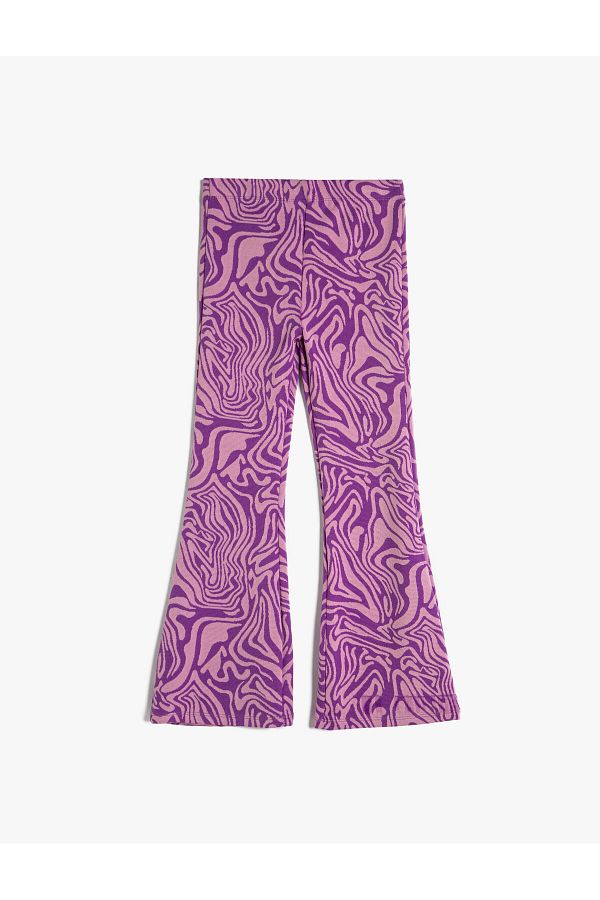 Koton-Flared Leg Trousers with Elastic Waist and Abstract Pattern 1