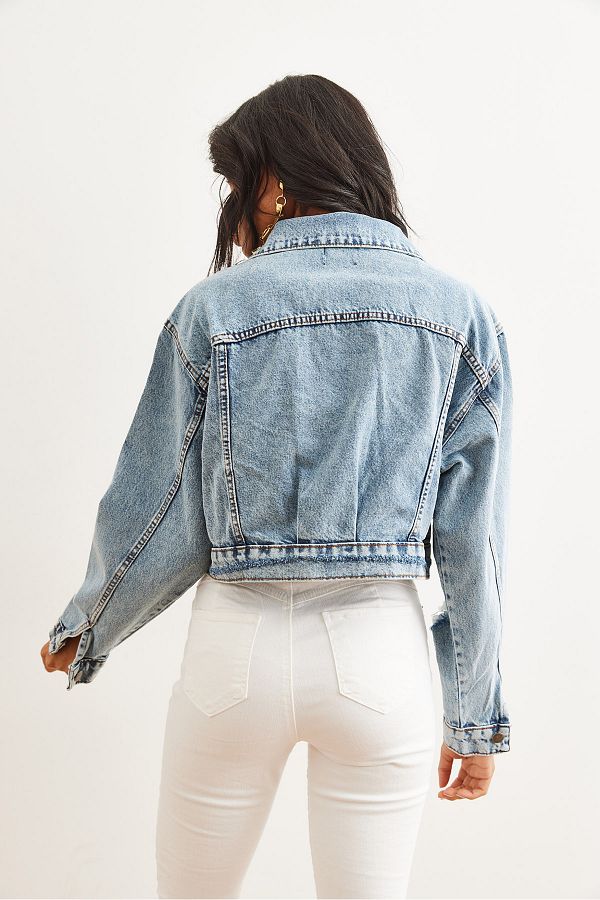 Ripped light denim jacket online