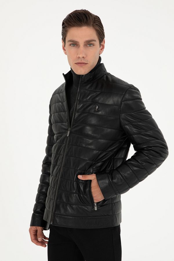 U.S. Polo Assn. Men s Black Leather Jacket 50297160 001 Trendyol