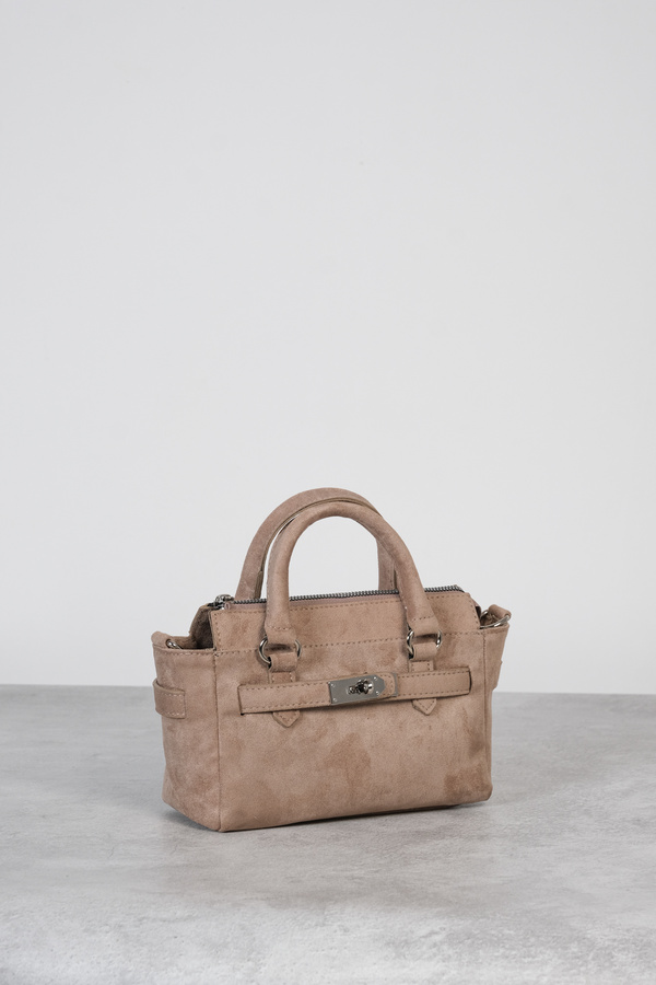 Çantacımstore-Str Suede Mink Mini Bag with Buckle and Cross Strap 1