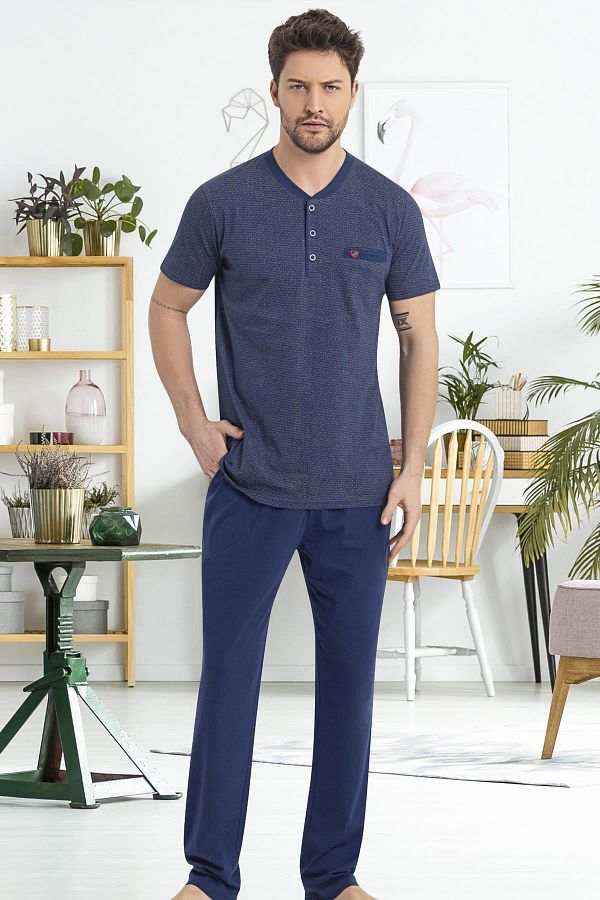 Erse Men s 100 Cotton Short Sleeve Single Jersey Combed Cotton Bottom Top Pajama Set Trendyol