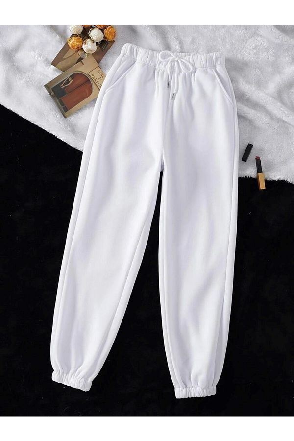 White thick sweatpants outlet