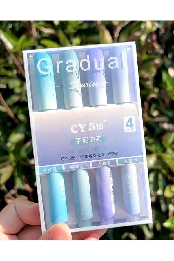 Modellino-Set of 4 Gradual Highlighter Pens Soft Colors - 1 Pack with Tone Options 1