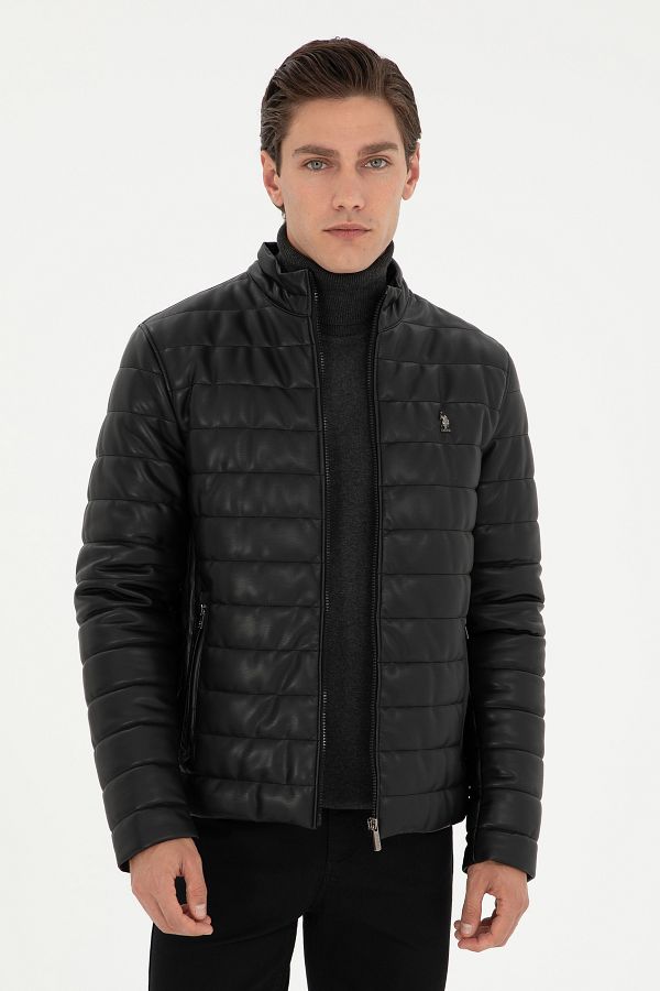 U.S. Polo Assn. Men s Black Leather Jacket 50297251 001 Trendyol