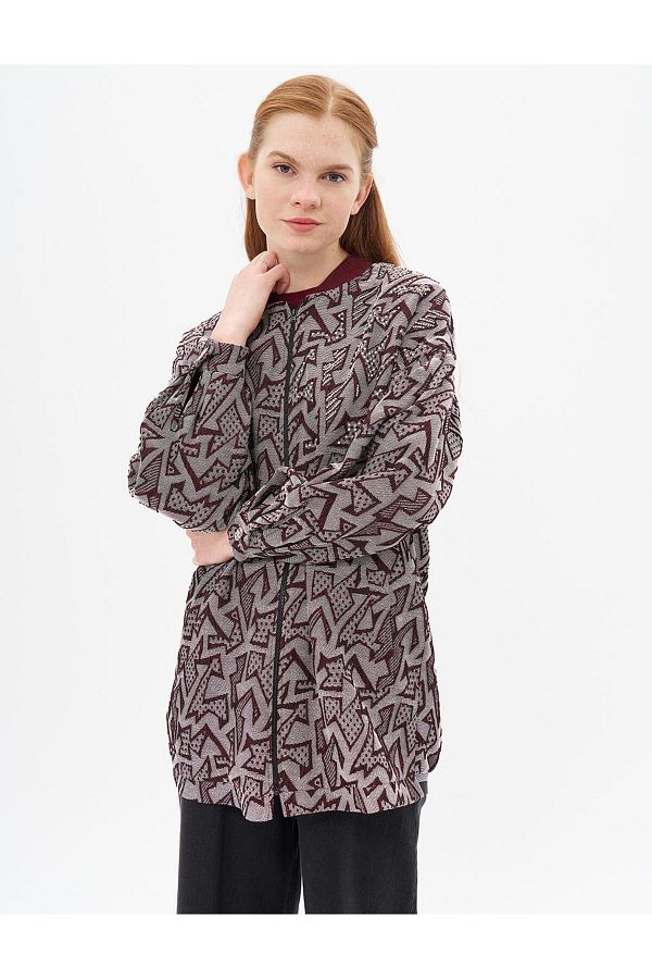 KYR-Claret Red Jacket - Hotfix Printed and Abstract Pattern 1