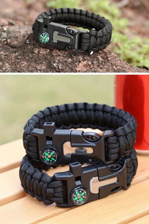 Buffer 5 in 1 Multifunctional Survival Bracelet Compass Whistle Lighter Stone and Umbrella Rope Trendyol