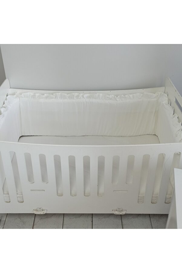 Ege HOME Decoration&Accessories Ege Home Mia Fırfırlı Beşik Yan koruma Ekru 38×235 tek parça