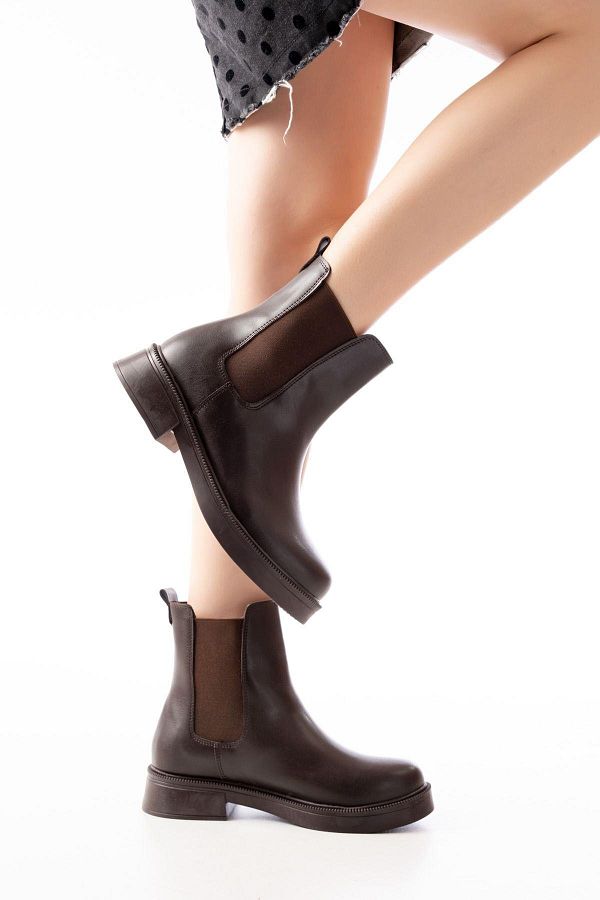 Aymood-02-2137 Brown Elastic Daily Women's Boots 1