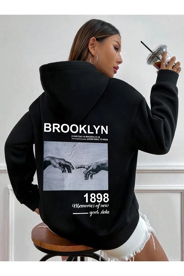 yueswear-Тематичен черен суичър унисекс Brooklyn El 1898 1