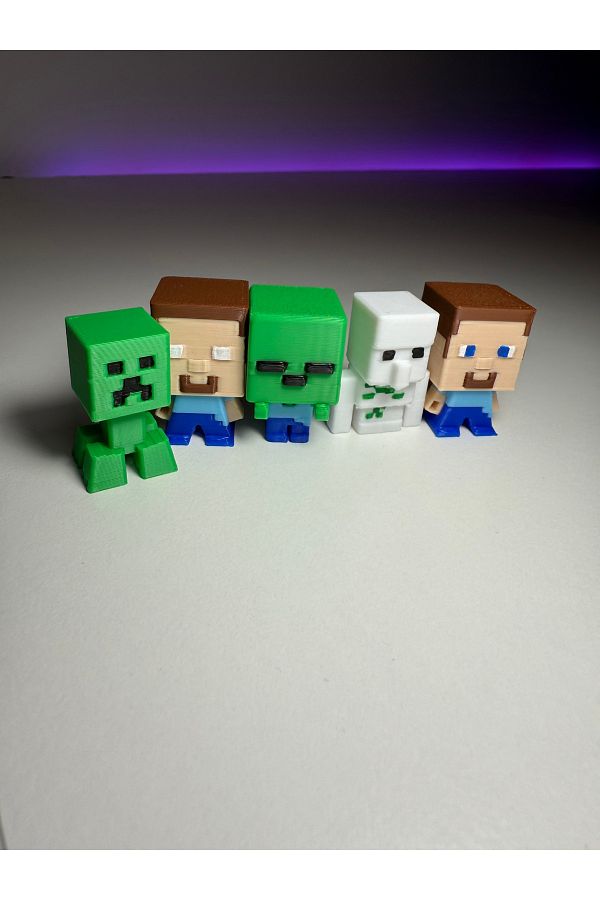 ThreeDesignStore-Minecraft Mini 5-Piece Golem Steve Creeper Zombie Herobrine Figure Toy 1