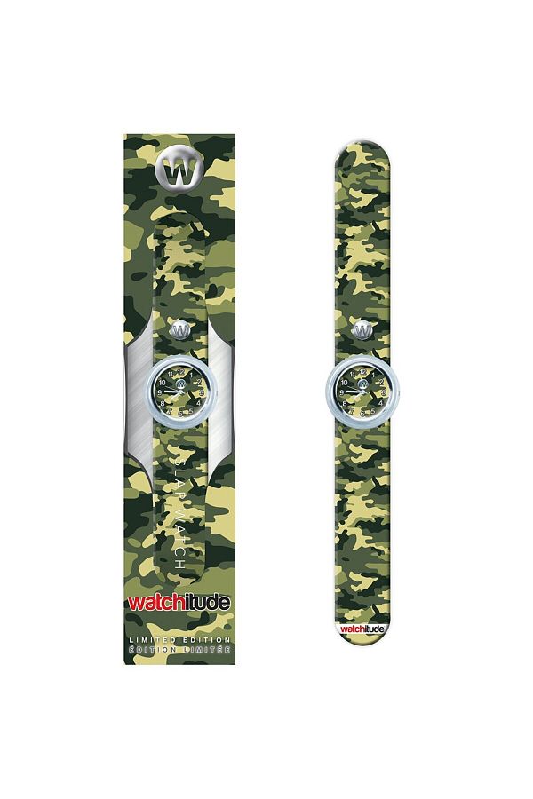 Watchitude-Ceas analog pentru copii cu bratara din silicon slap-on, Camuflaj de armata 1