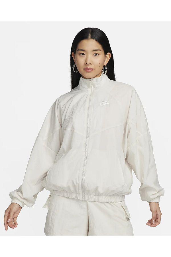 Nike Sportswear Essential Windrunner Woven Full Zip Cream Women s Jacket Trendyol