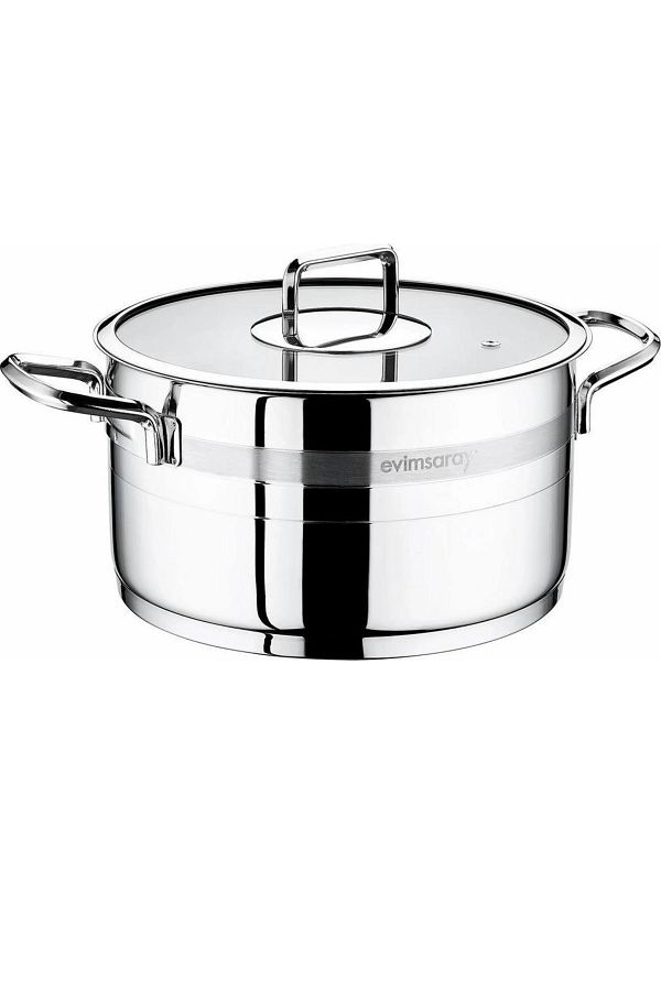 Evimsaray-Sapphire 26 cm Stainless Steel Deep Pot 1