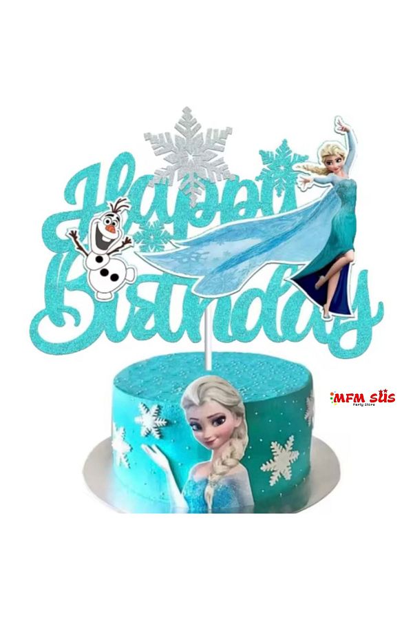 MFM-Elsa Frozen Themed Happy Birthday Eva Written Cake Top 1