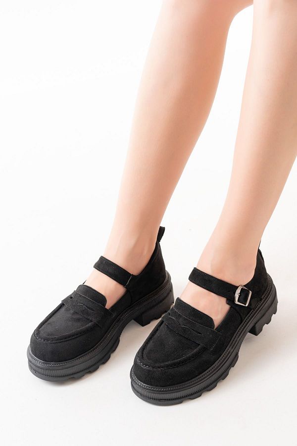 Velevance Black Suede High Top Casual Women s Loafer Shoes Stylish Elegant Comfortable Trendyol