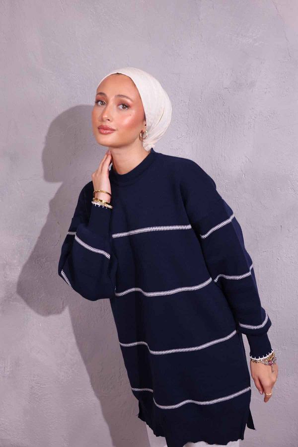 Striped tunic sweater sale