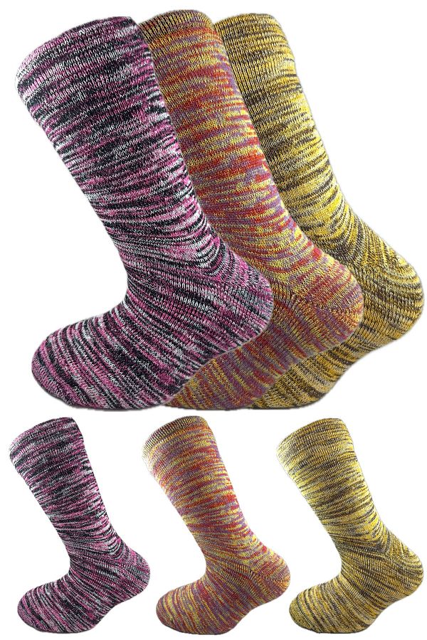SİHİRLİ AYAKLAR-Colorful 3 Pairs Thermal Unisex Men's and Women's Socks - Thick and Warm Heat Sink 38-42 1