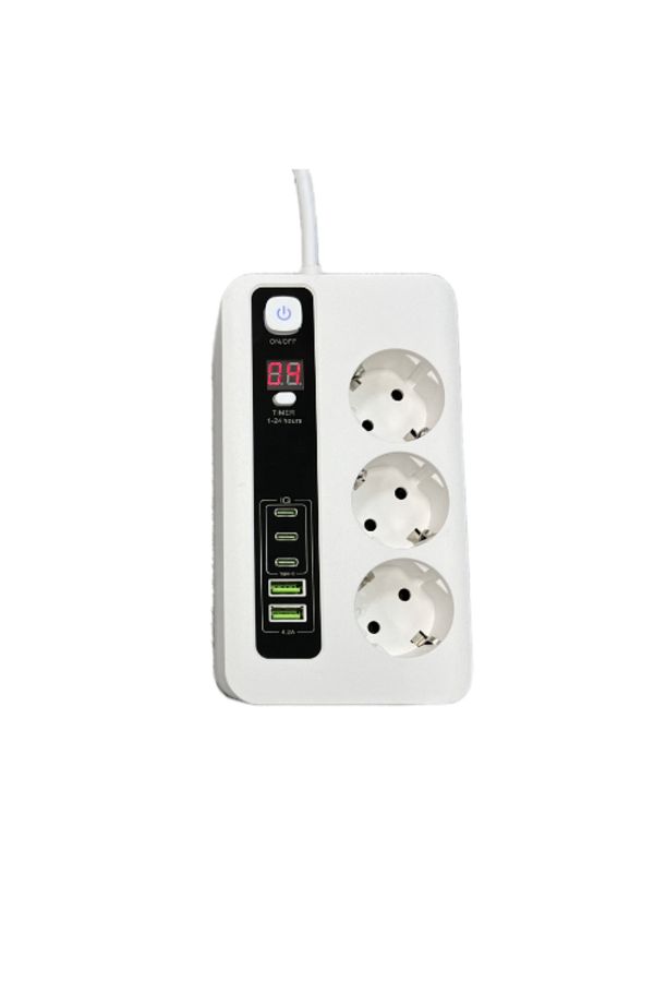 Choice-Timed Socket Multi-Socket Adapter 3 Way Sockets Ports Power Strip with  2 m Extension Cable EU So... 1
