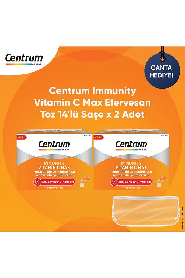 Centrum-Immunity Vitamin C Max Effervescent Powder 14 Pieces Sachet * 2 Pieces + Gift Bag 1