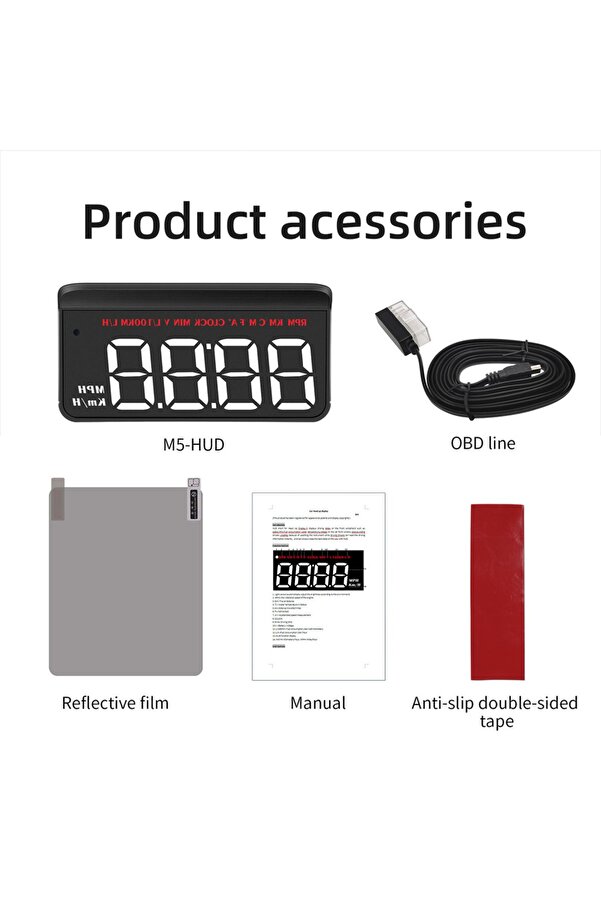 GEYIREN-M5 OBD2 HUD Car Digital Speedometer Windshield Projector Display Speed Water Temperature ... 1