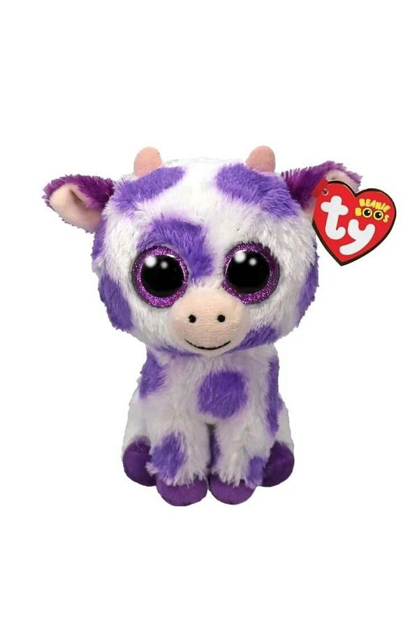 TY Beanie Boos-Ethel Purple Spotted Cow 15 cm 1