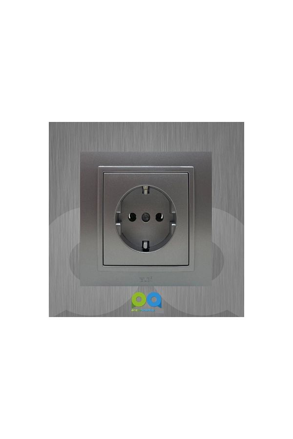 ELBİ-Metallic Gray Zena Grounded Socket with Key Frame 1