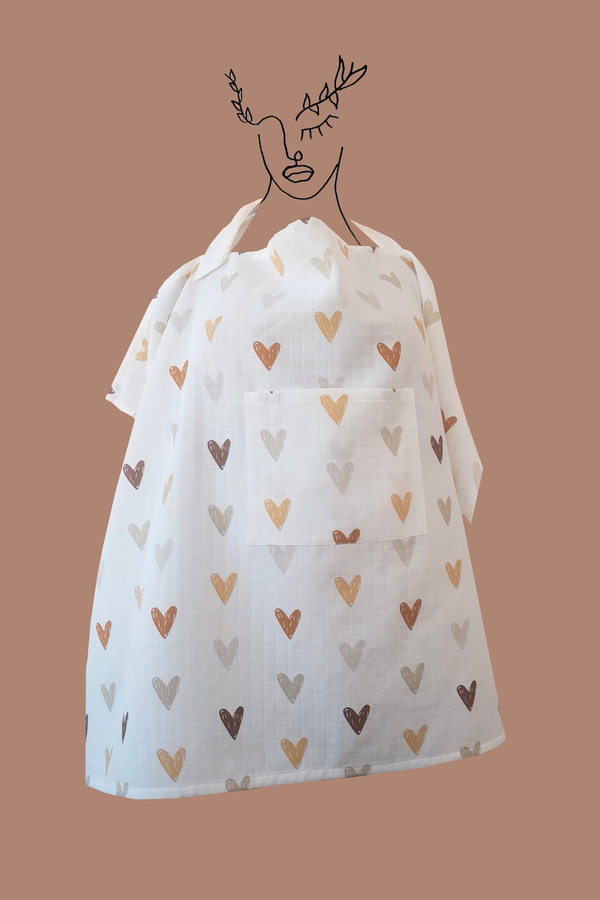 nelcollection Müslin Emzirme Önlüğü, Cep Detaylı, %100 Pamuk, 80x100 Cm