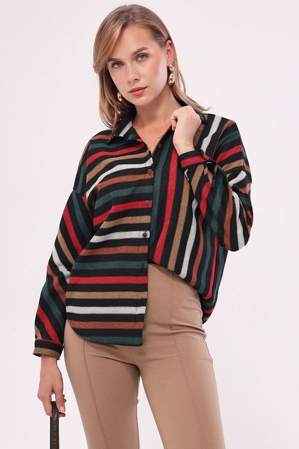 armonika-Women's Colorful Striped Casual Shirt ARM-21K001034 1
