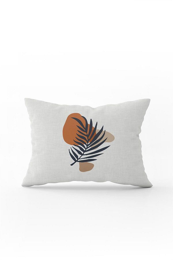 Cango Home-Bohemian Style Leaf Pattern Digital Printed Throw Pillow - Navy Blue Orange, Cgh690-3550 Double t 1