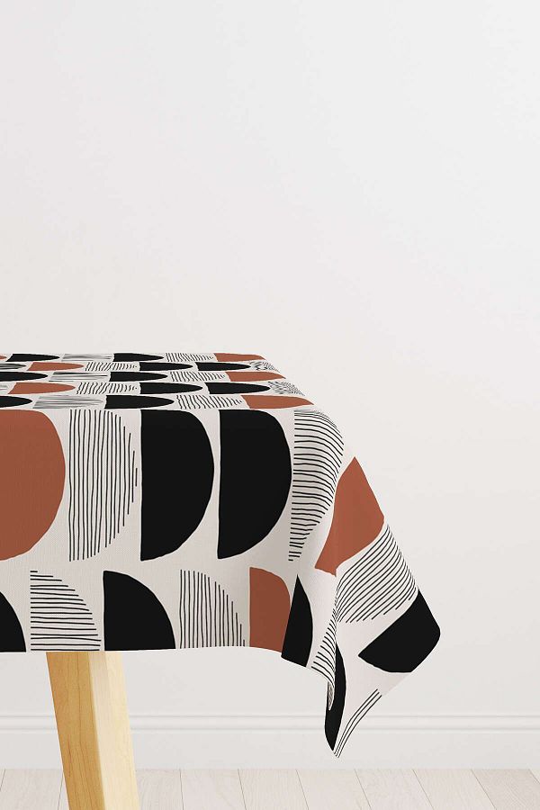Cango Home-Καφέ Μαύρο Bohemian Scandinavian Digital Printed Τραπεζομάντηλο Cgh1230-ms 1