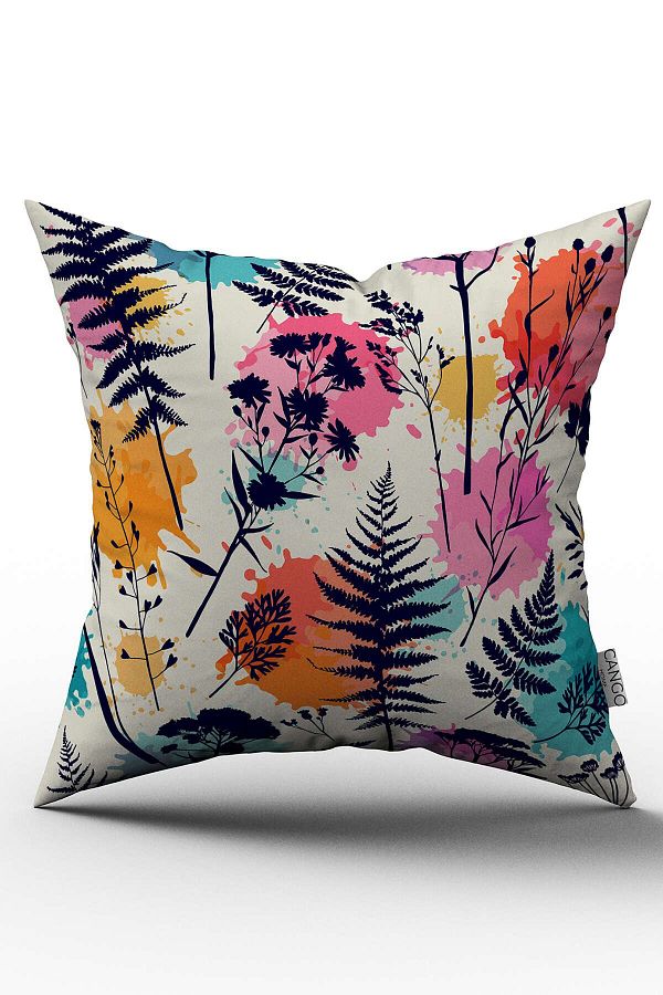Cango Home-Double Sided Cream Multicolored Leaf Pattern Throw Pillow Pillow Case - Cgh080 1