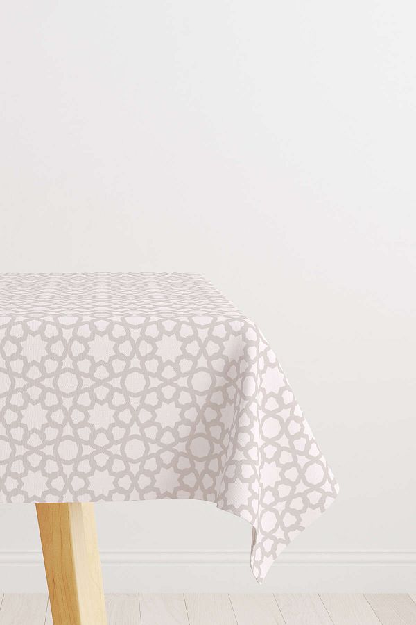 Cango Home-Cream Beige Ramadan Themed Decorative Patterned Digital Printed Tablecloth Cgh1314-2-ms 1