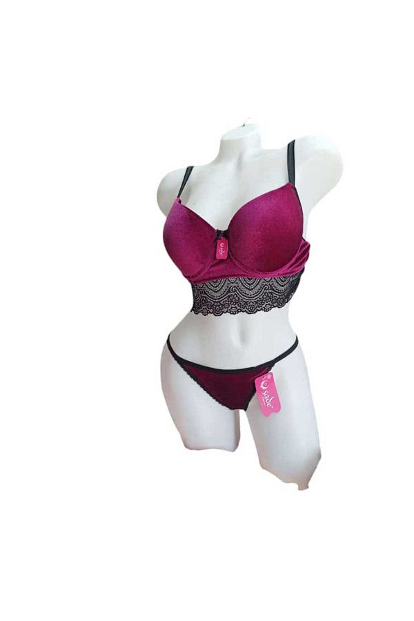 PATRON-Velvet Textured Underwire Padded Set 1