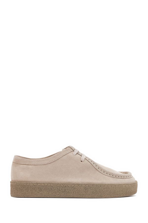 Derimod-Beige Suede Leather Women's Masculine Shoes - 24sfd420310 1