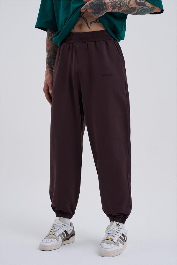 Machinist-Oversize Basic Jogger Tracksuit with Elastic Legs Light Brown 1