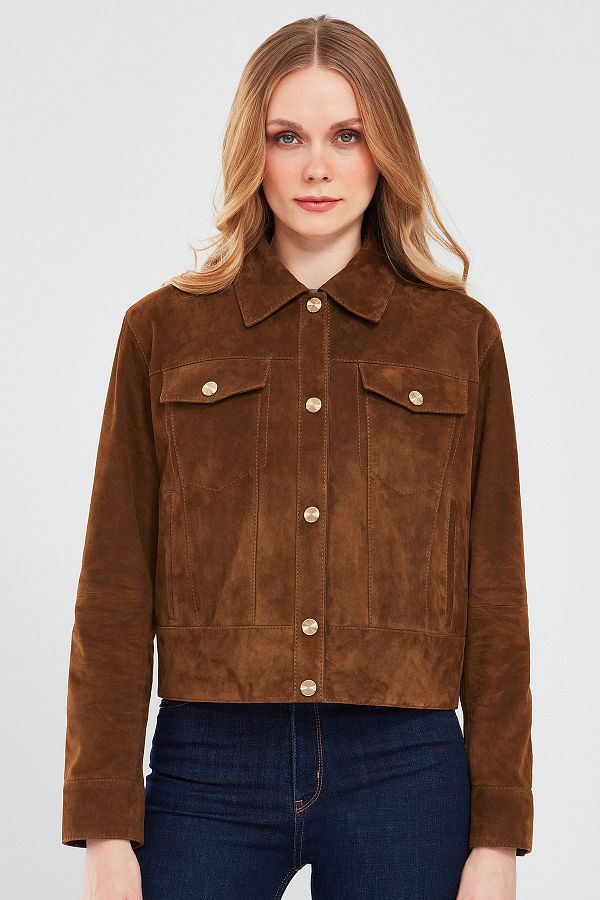 Suede leather coat womens discount