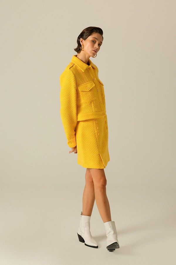 Yellow tweed jacket on sale