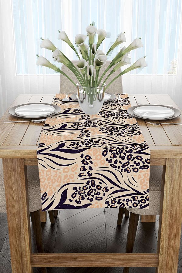 Cango Home-Καφέ Μαύρο Leopard Pattern Digital Printing Runner - Cgh347-rn 1
