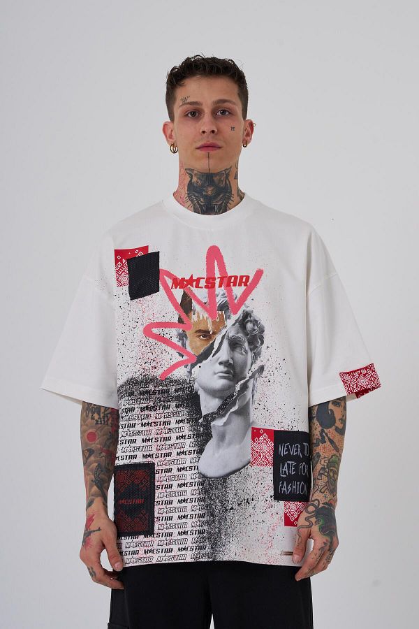 Machinist-Ανδρικό μπλουζάκι Macstar Statue Printed Oversize Ecru 1