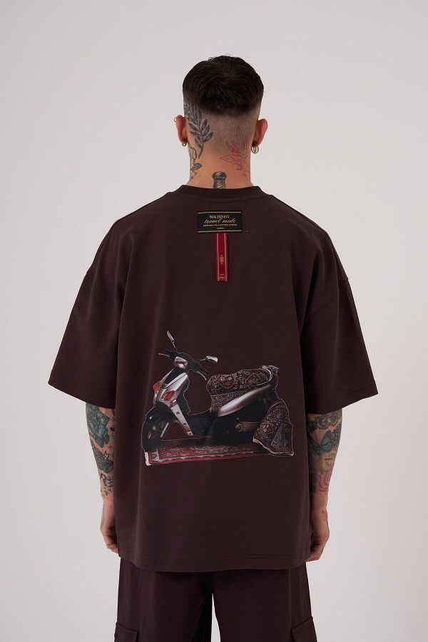 Machinist-Ανδρικό μπλουζάκι καφέ Oversize - Carpet Patch Printed 1