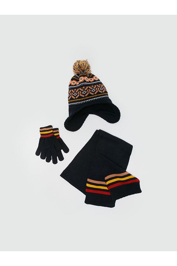 LC Waikiki-Lcw Embroidered Boy's Scarf, Beanie and Gloves Set 1