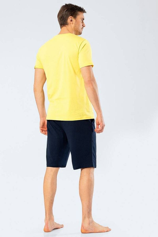 Turen Men s Printed V Neck Bermuda Shorts Pajama Set Trendyol
