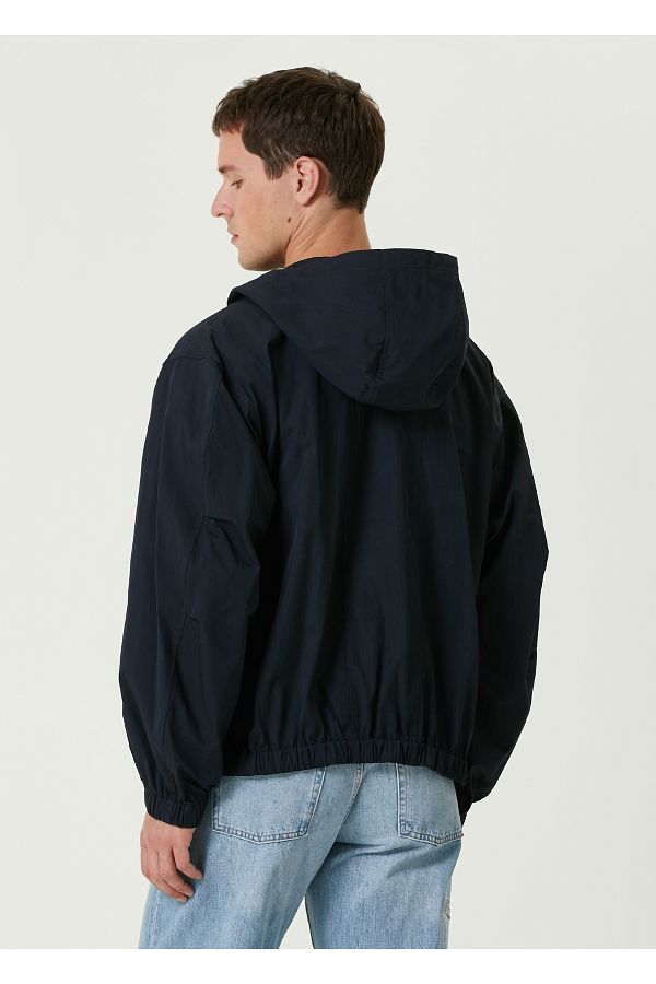Helmut Lang Gusset Navy Blue Hooded Raincoat Size m Trendyol