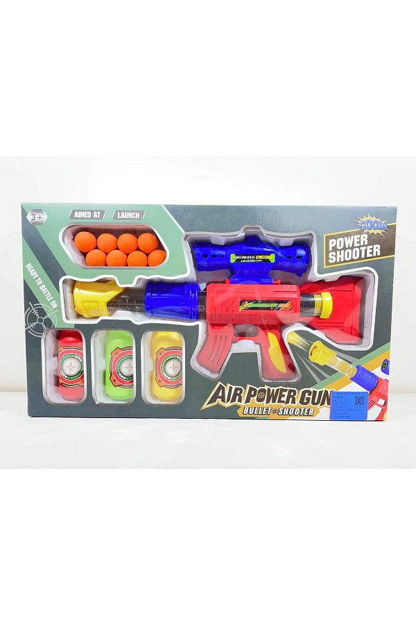 FUNFY-FYSBG001 Aerodynamic Soft Bullet Gun with 8 Soft Ball Bullets and 3 Cans | Muticolor 1