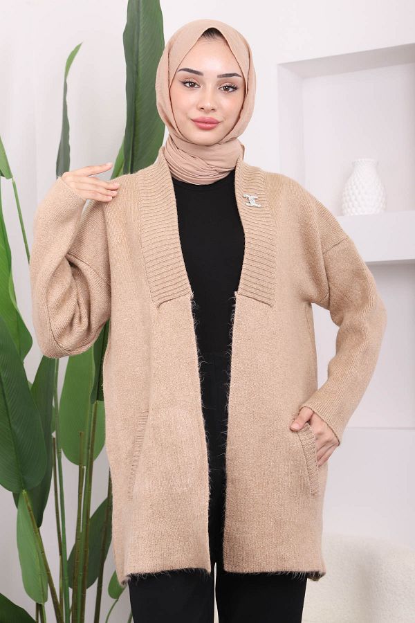 İmajButik-Biscuit Brooch Şardon Knitwear Cardigan 1