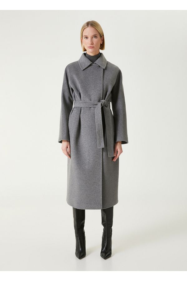 Beymen Collection Gray Double Breasted Woolen Coat Size 34 Trendyol